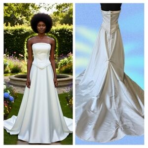 Bellacosmo Classic Strapless Off White Wedding Dress Size10